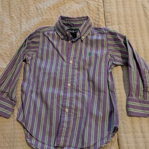 Polo by Ralph Lauren Kids Purple and Green Striped Shirt